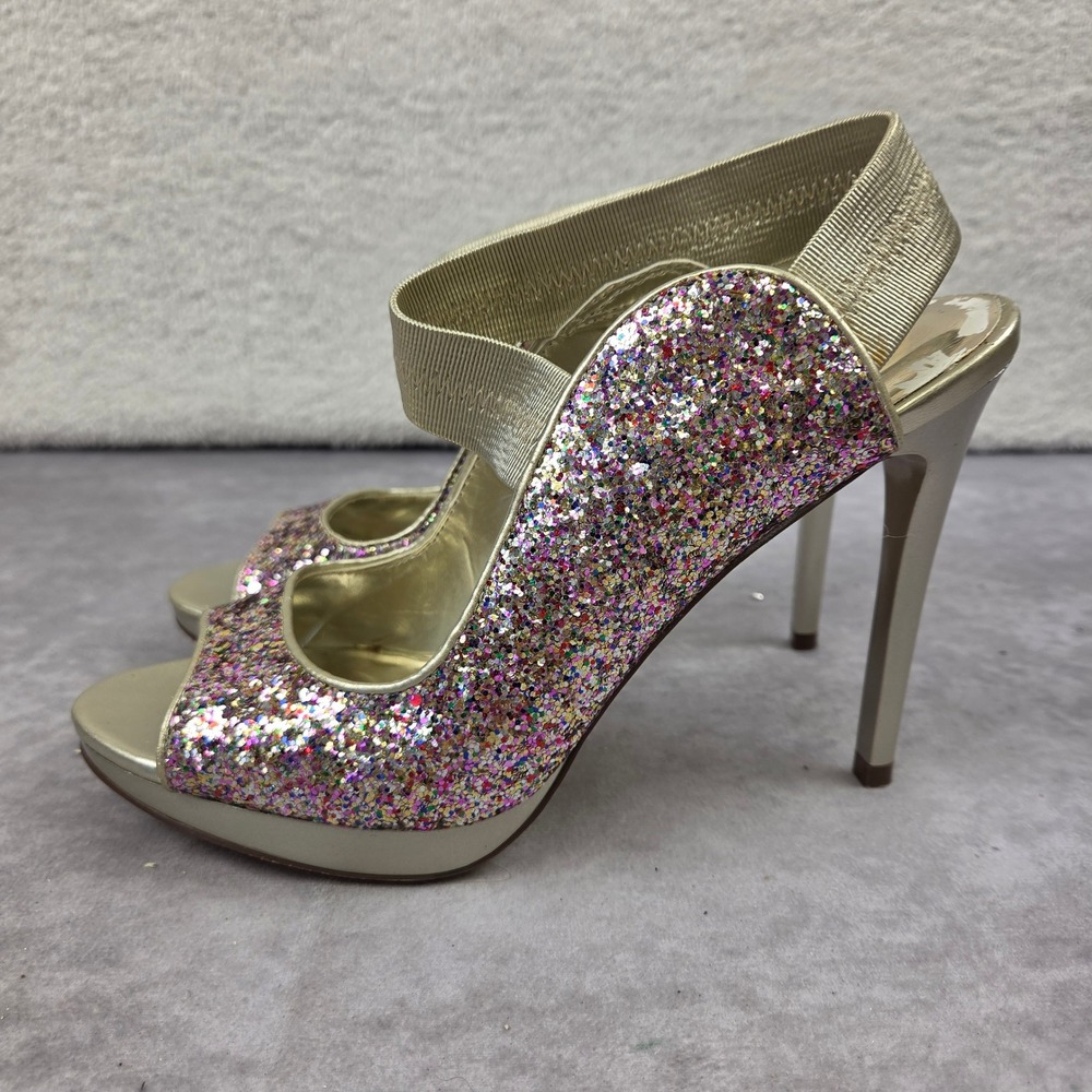 Carlos by Carlos Santana Halo Multi Color Glitter Platform Sandals Heels 8M